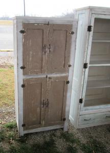Primitive-style cabinet made from repurposed materials