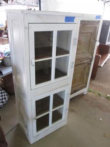 Primitive-style cabinet made from repurposed materials