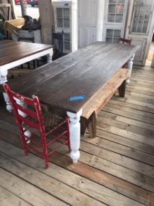 Primitive-style table made from repurposed materials