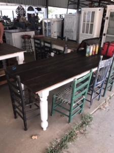 Primitive-style table made from repurposed materials