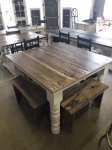 Primitive-style table made from repurposed materials
