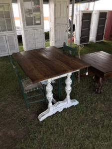 Primitive-style table made from repurposed materials