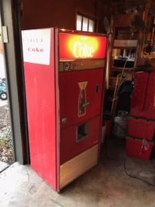 Primitive-style wine cabinet made from an old Coke machine