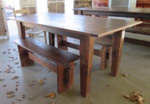 Primitive-style table made from repurposed materials