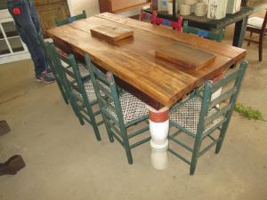 Primitive-style table made from repurposed materials