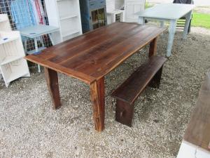 Primitive-style table made from repurposed materials