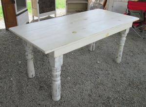 Primitive-style table made from repurposed materials
