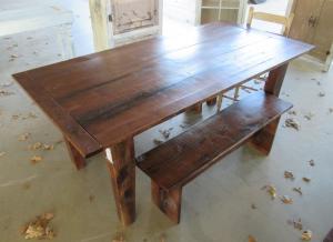 Primitive-style table made from repurposed materials