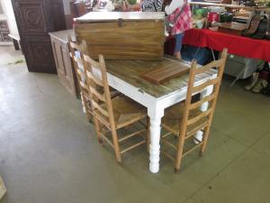 Primitive-style table made from repurposed materials
