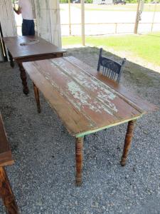 Primitive-style table made from repurposed materials