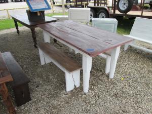 Primitive-style table made from repurposed materials