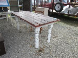 Primitive-style table made from repurposed materials