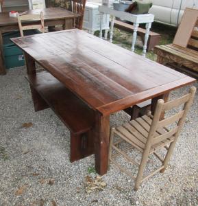 Primitive-style table made from repurposed materials