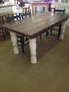 Primitive-style table made from repurposed materials