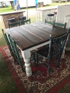 Primitive-style table made from repurposed materials