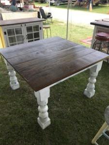 Primitive-style table made from repurposed materials