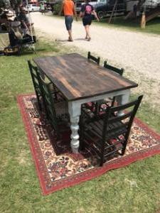 Primitive-style table made from repurposed materials