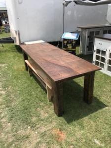 Primitive-style table made from repurposed materials